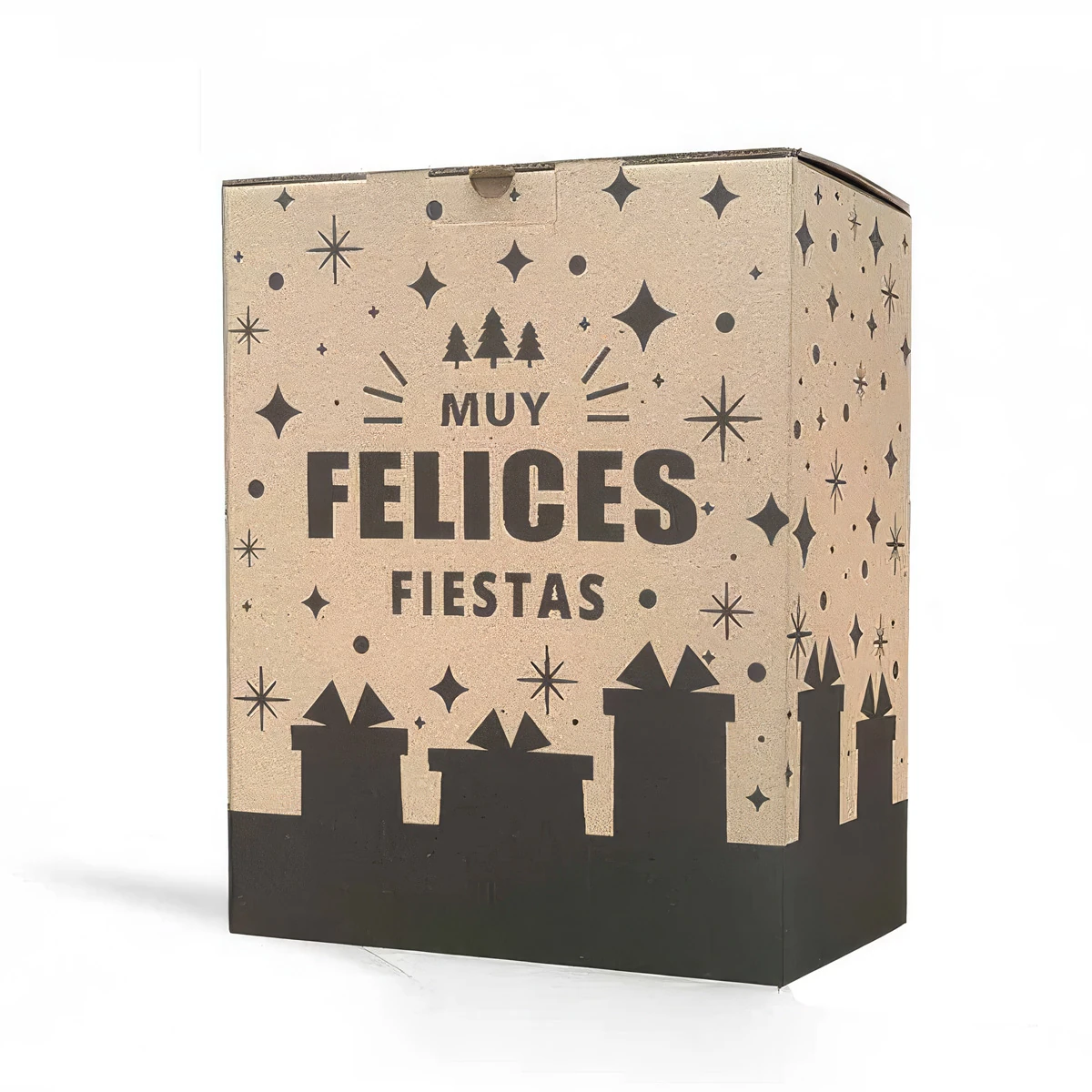 Cajas Felices Fiestas de cartón microcorrugado